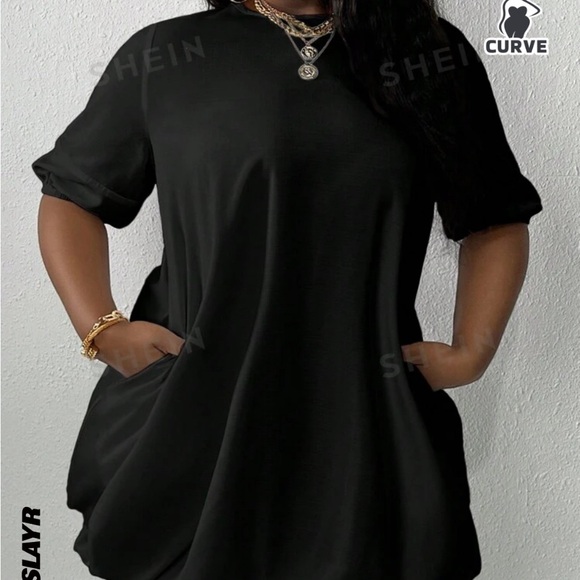 Women’s Round Neck Casual Puff Sleeve Loose Dress Plus SZ 20 - Picture 5 of 7